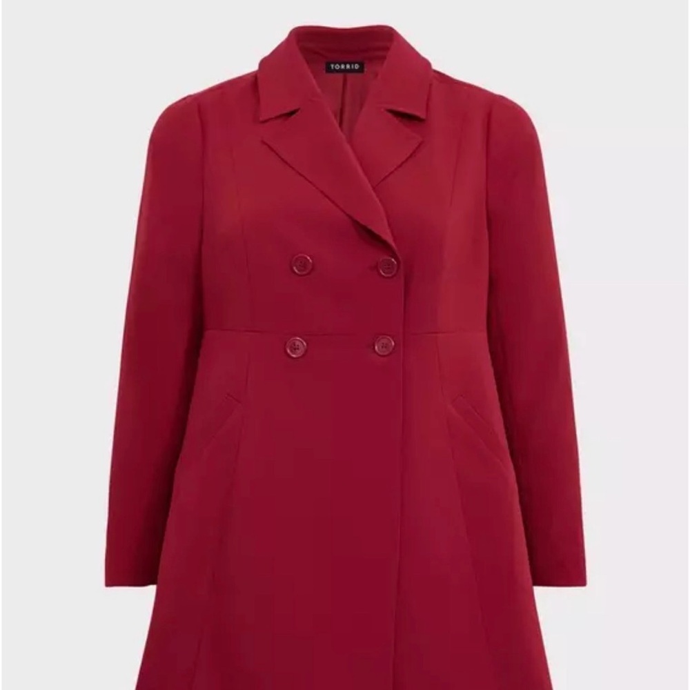 TORRID Twill A-Line Trench Red Coat size 5 Red - Picture 5 of 11